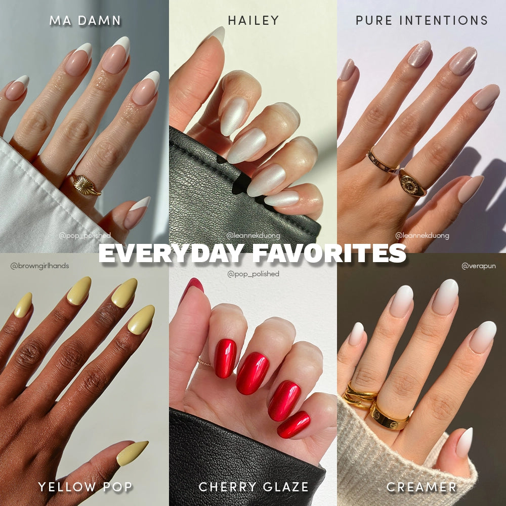 Collage of hands with different nail polish colors and brands labeled 'Everyday Favorites'. - Product image