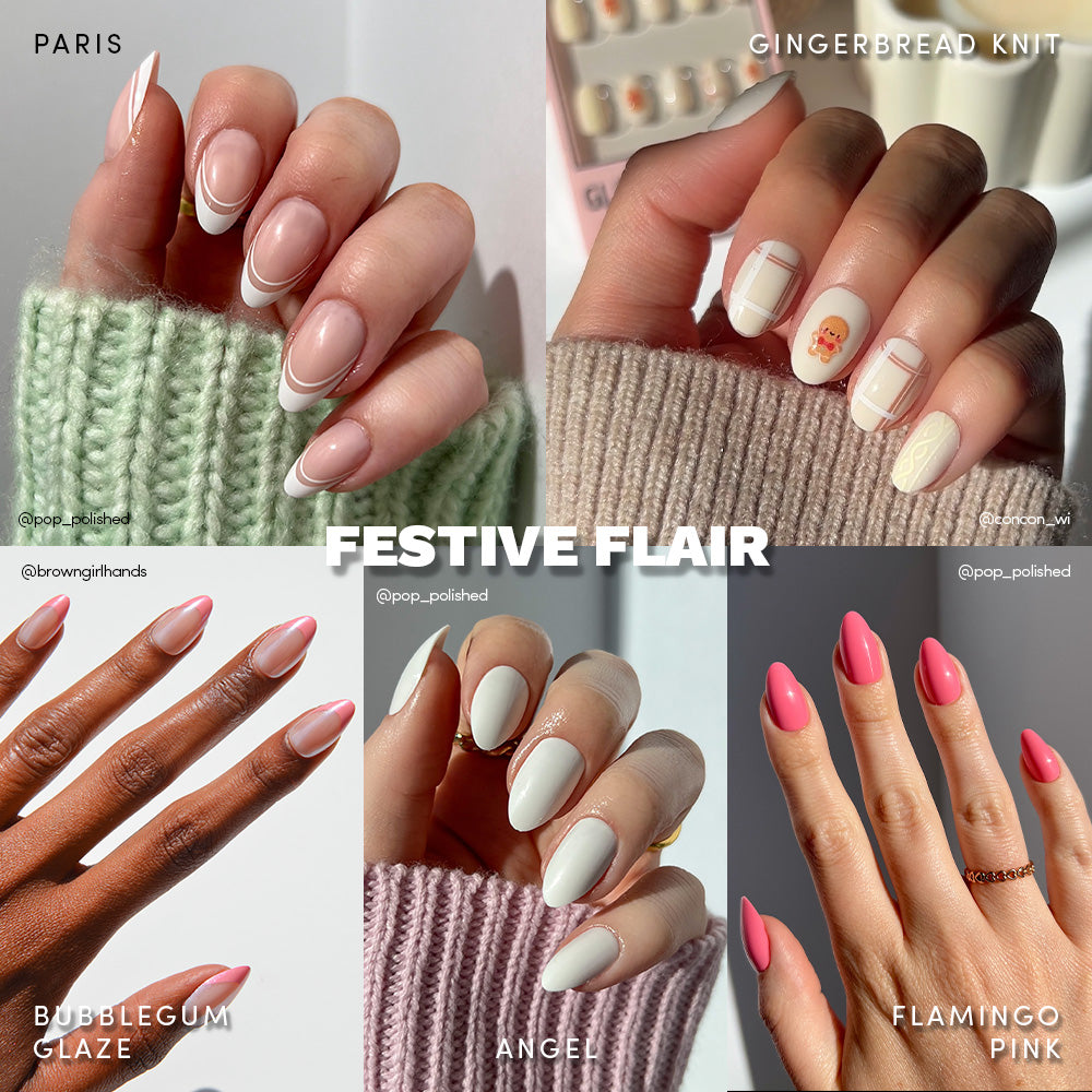 Minimal Pink Flare Nails with a Festive Touch