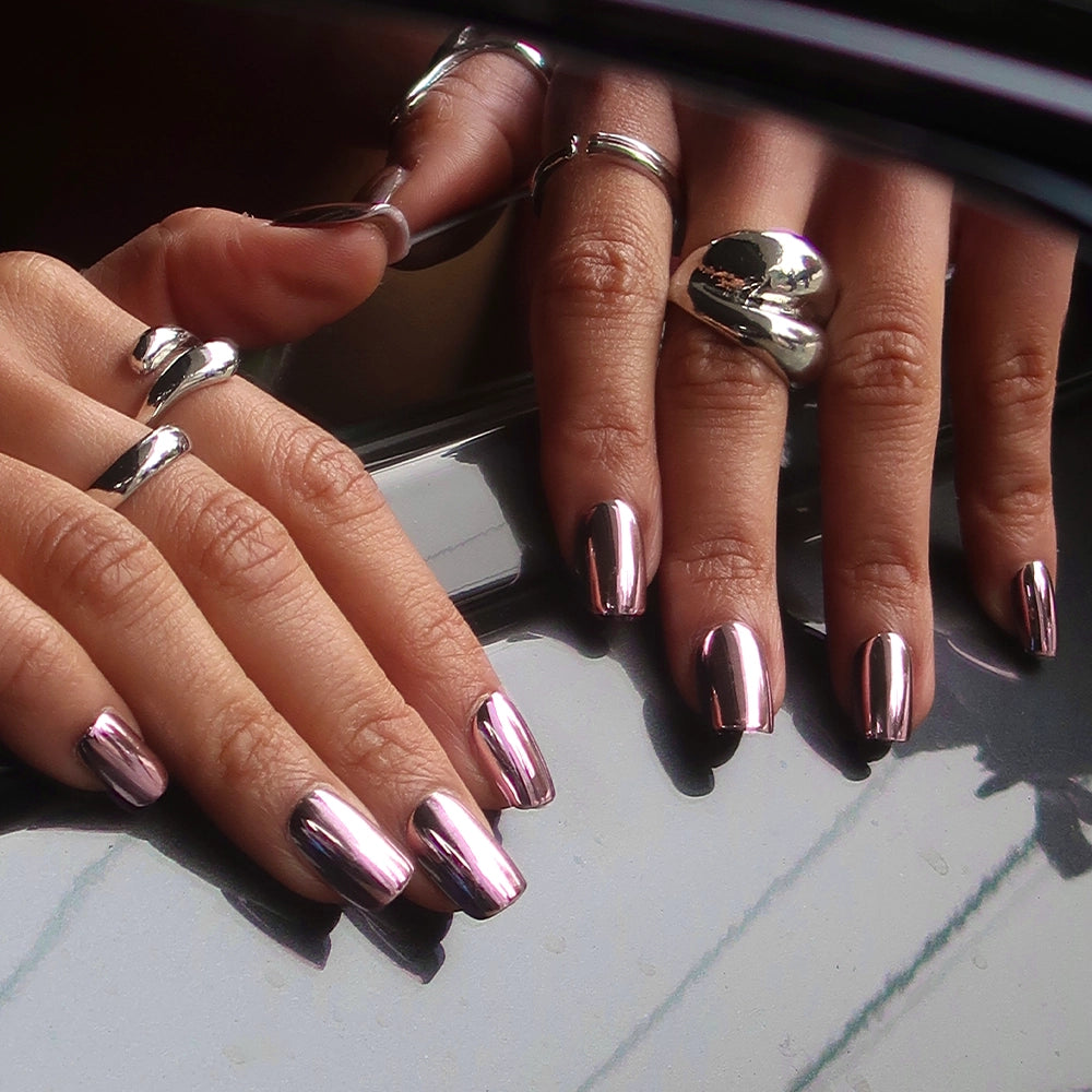 Metallic chrome press-on nails - Product image