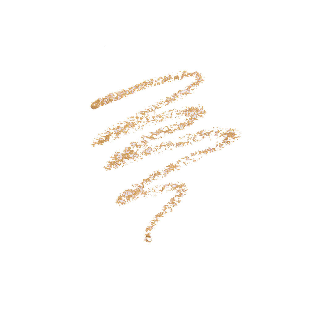 A zigzag line of shimmery, light beige powder or glamnetic’s 3-in-1 Brow It All pencil is drawn on a white background. - Product image