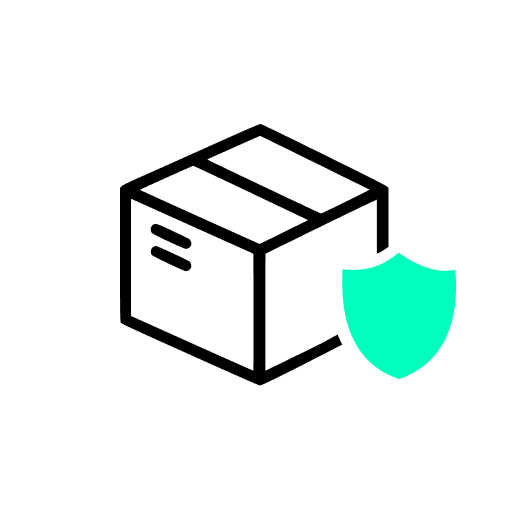 A black outline of a cardboard box with a teal shield icon in front, symbolizing the Extend Shipping Protection Plan by Extend. The background is white, suggesting secure shipping insurance for your purchases. - Product image