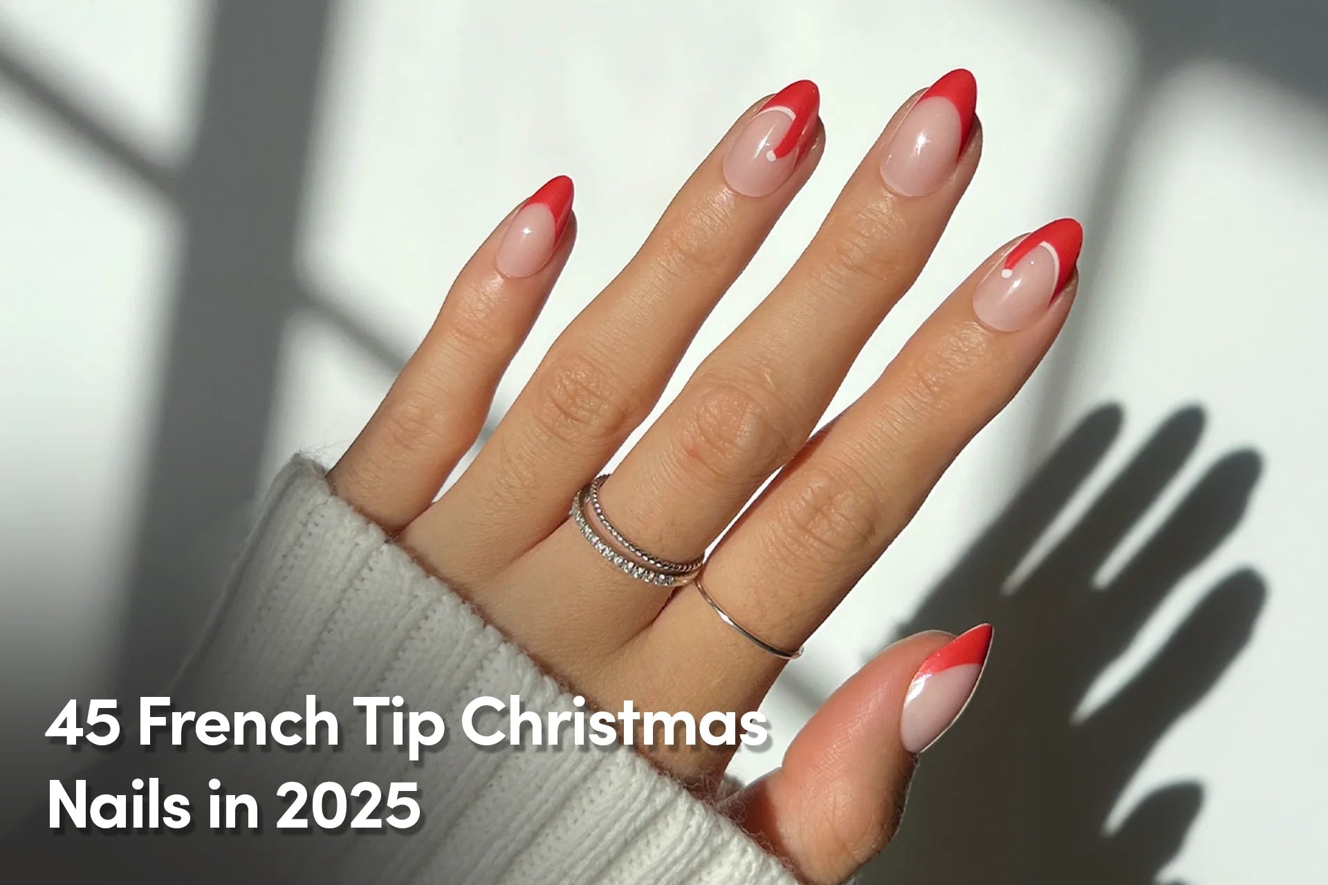 Glossy Red French Nail on a wave pattern