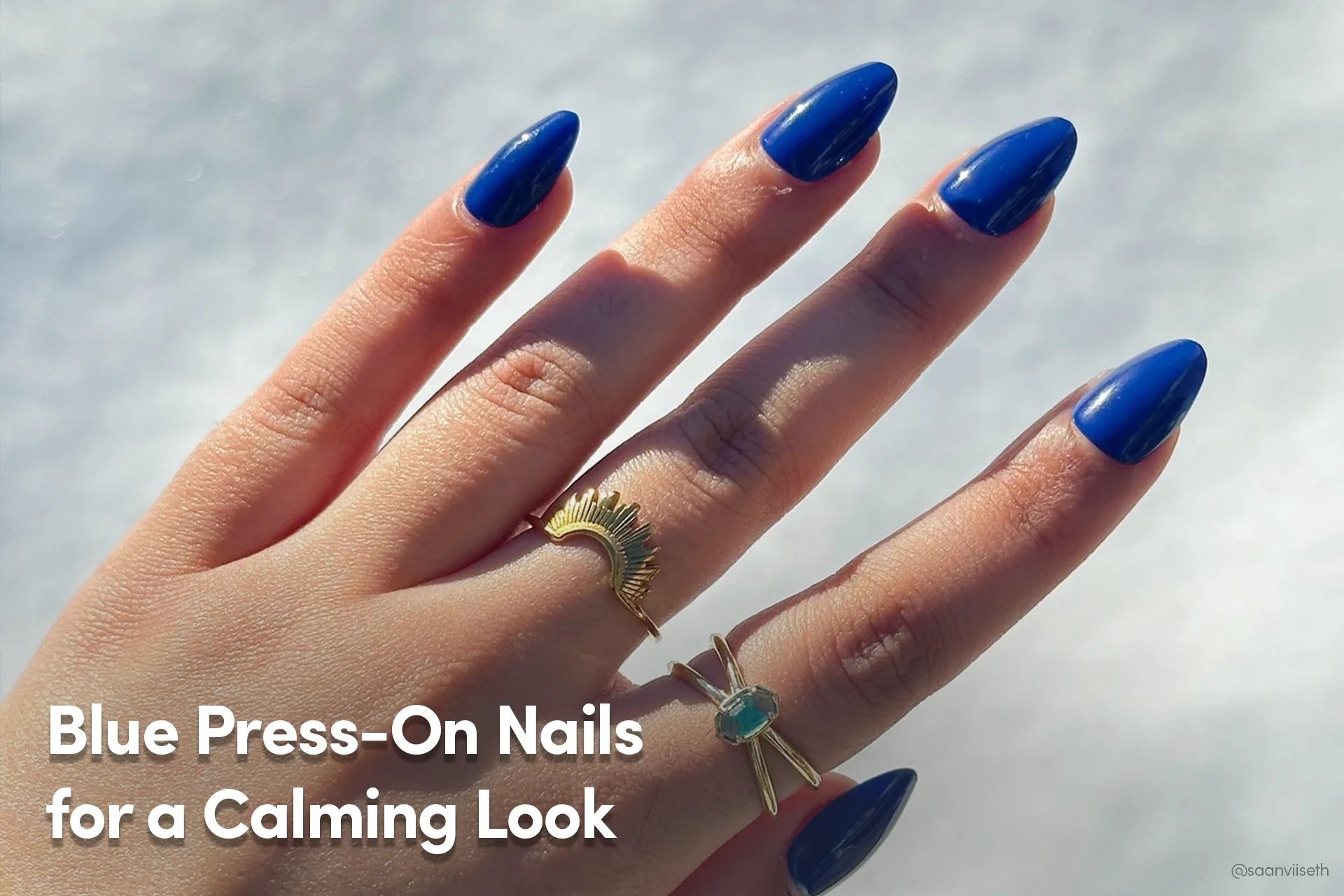 Blue Press-On Nails for a Calming Look