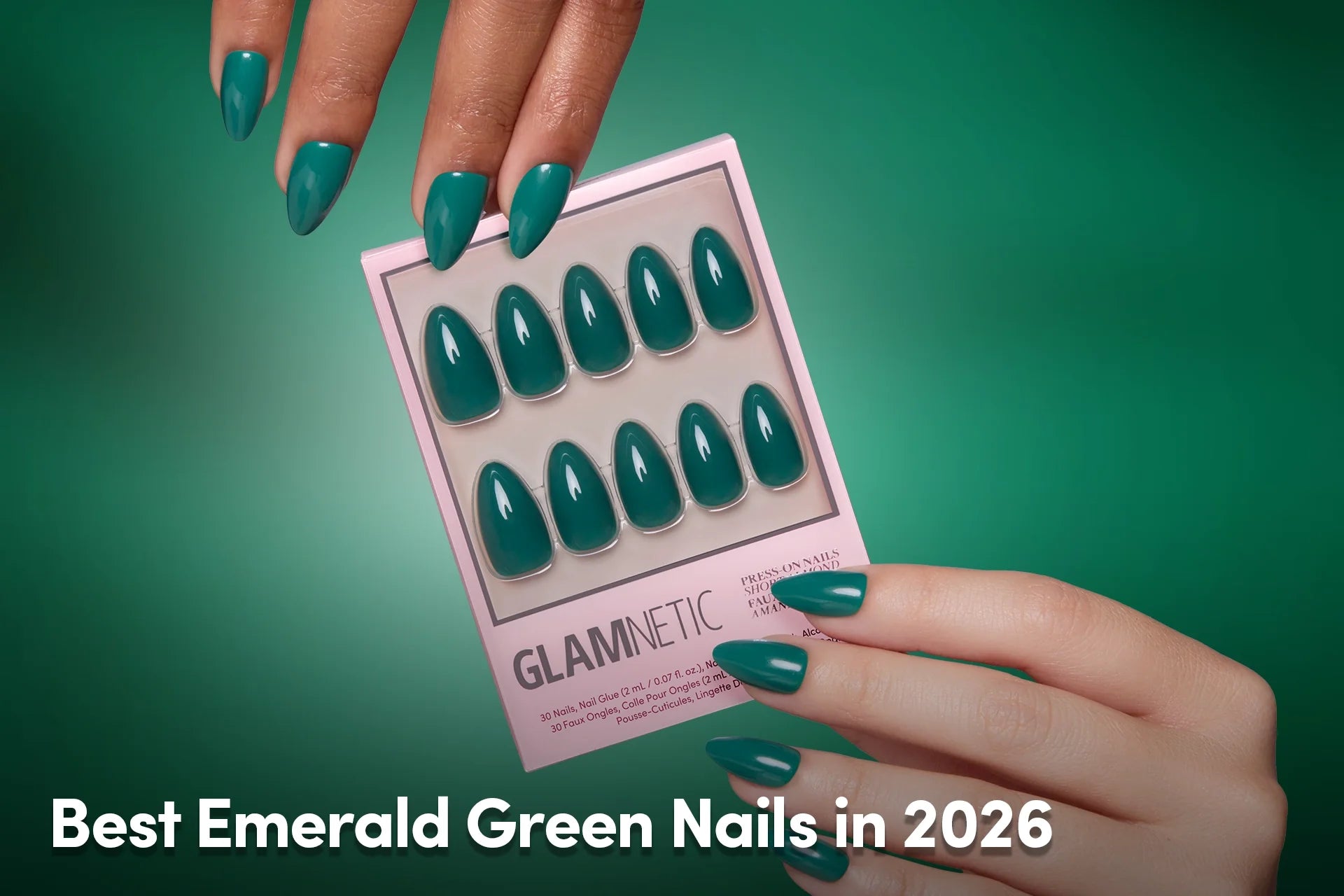 Showcase from glamnetic showing the best emerald green nails in 2026