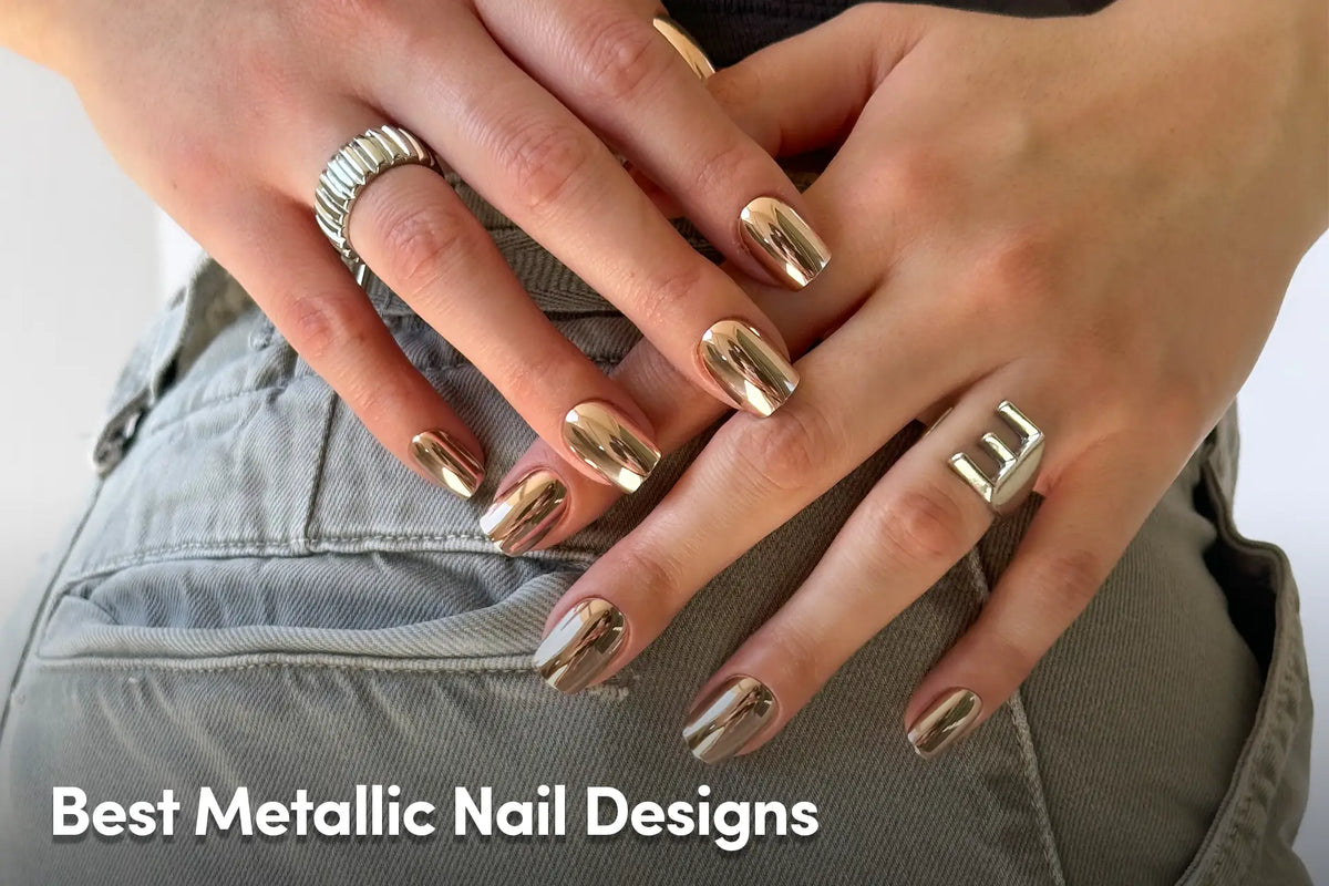 Best Metallic Nail Designs picture showing nails with two hands