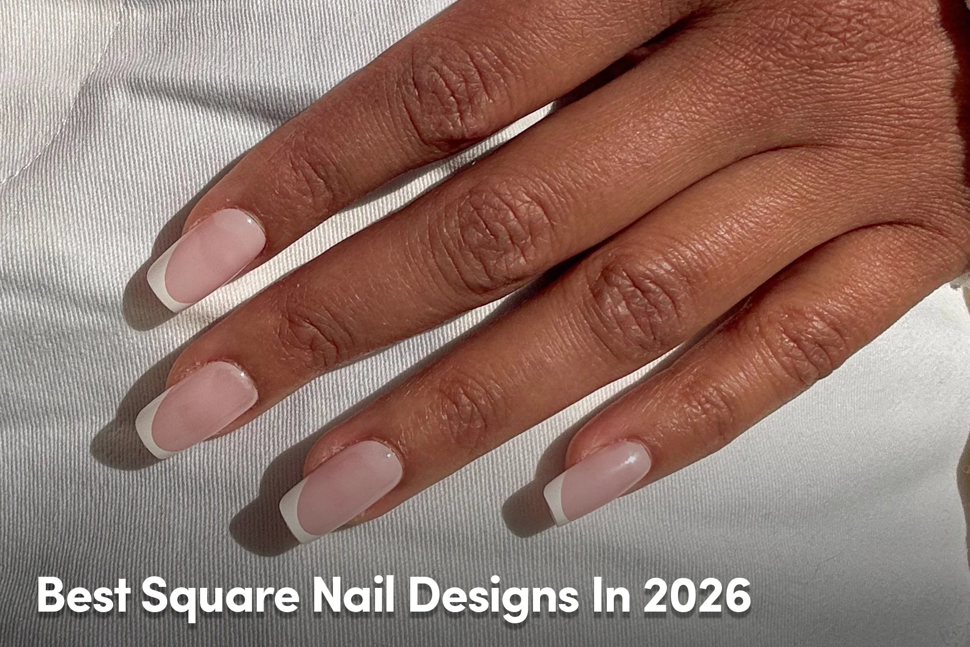 Hand with Press-On nail square best design in 2026