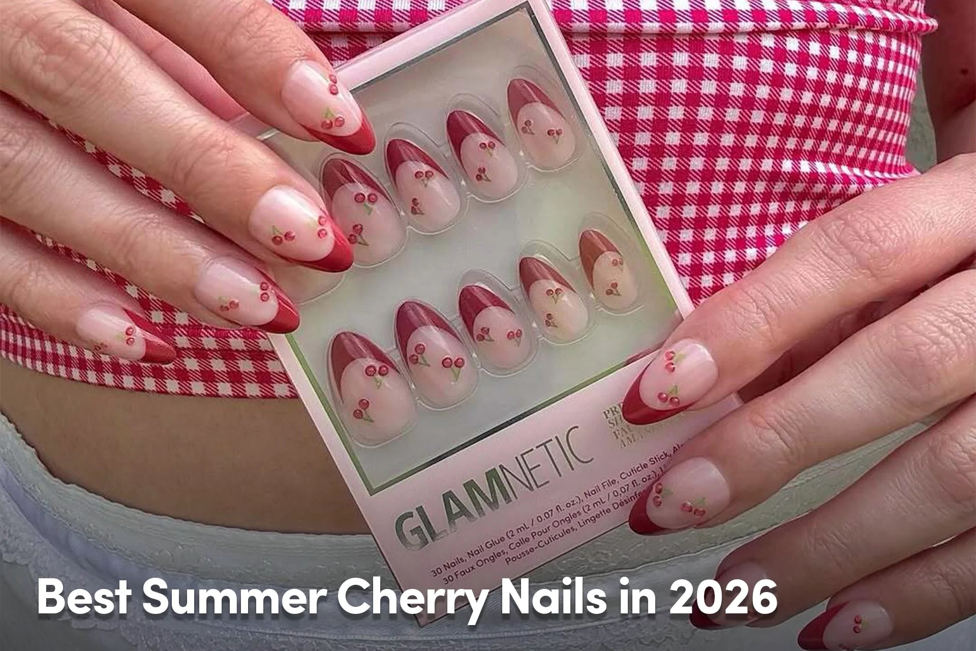 Cherry French tip press-on nails