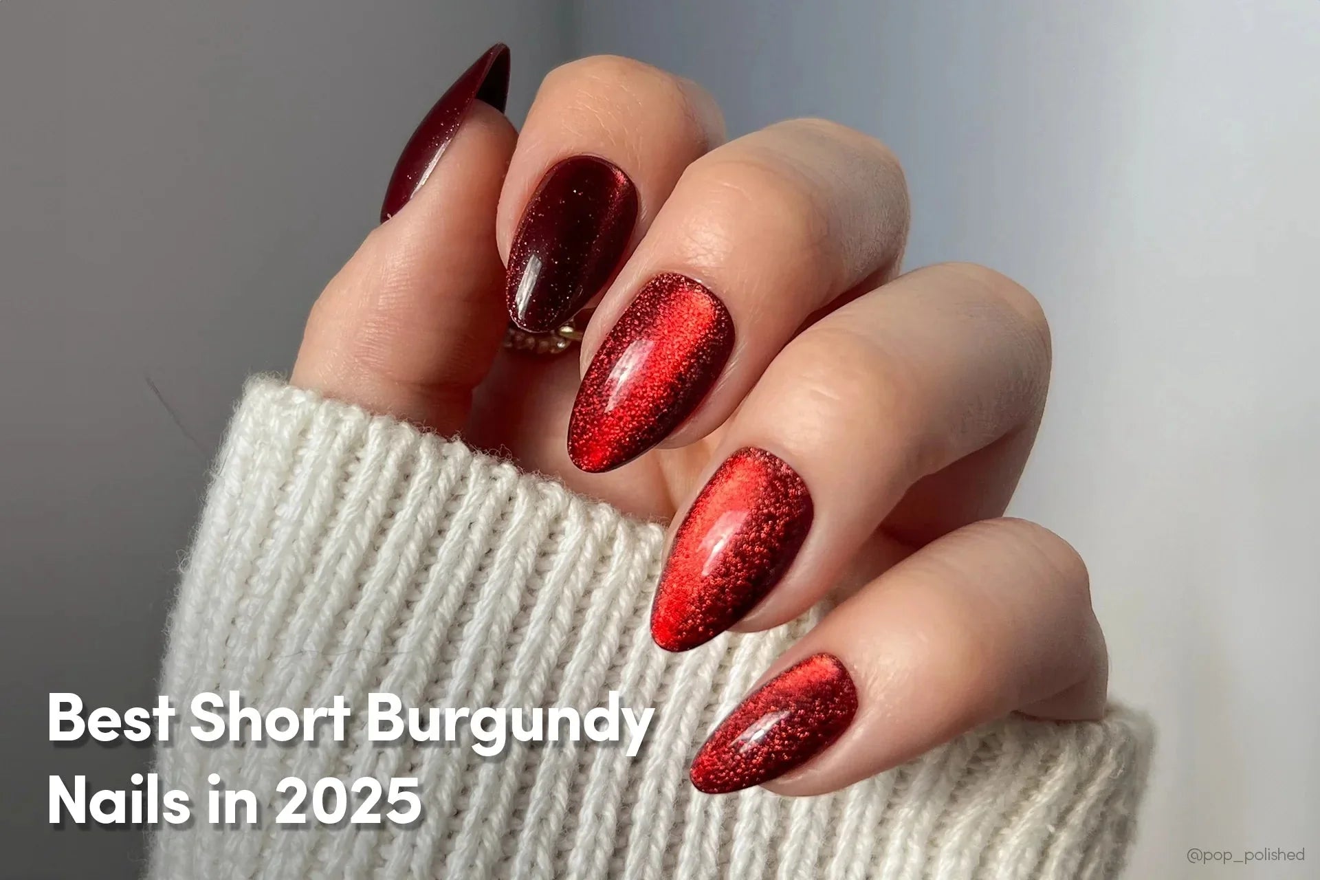 short burgundy press-on nail 2025