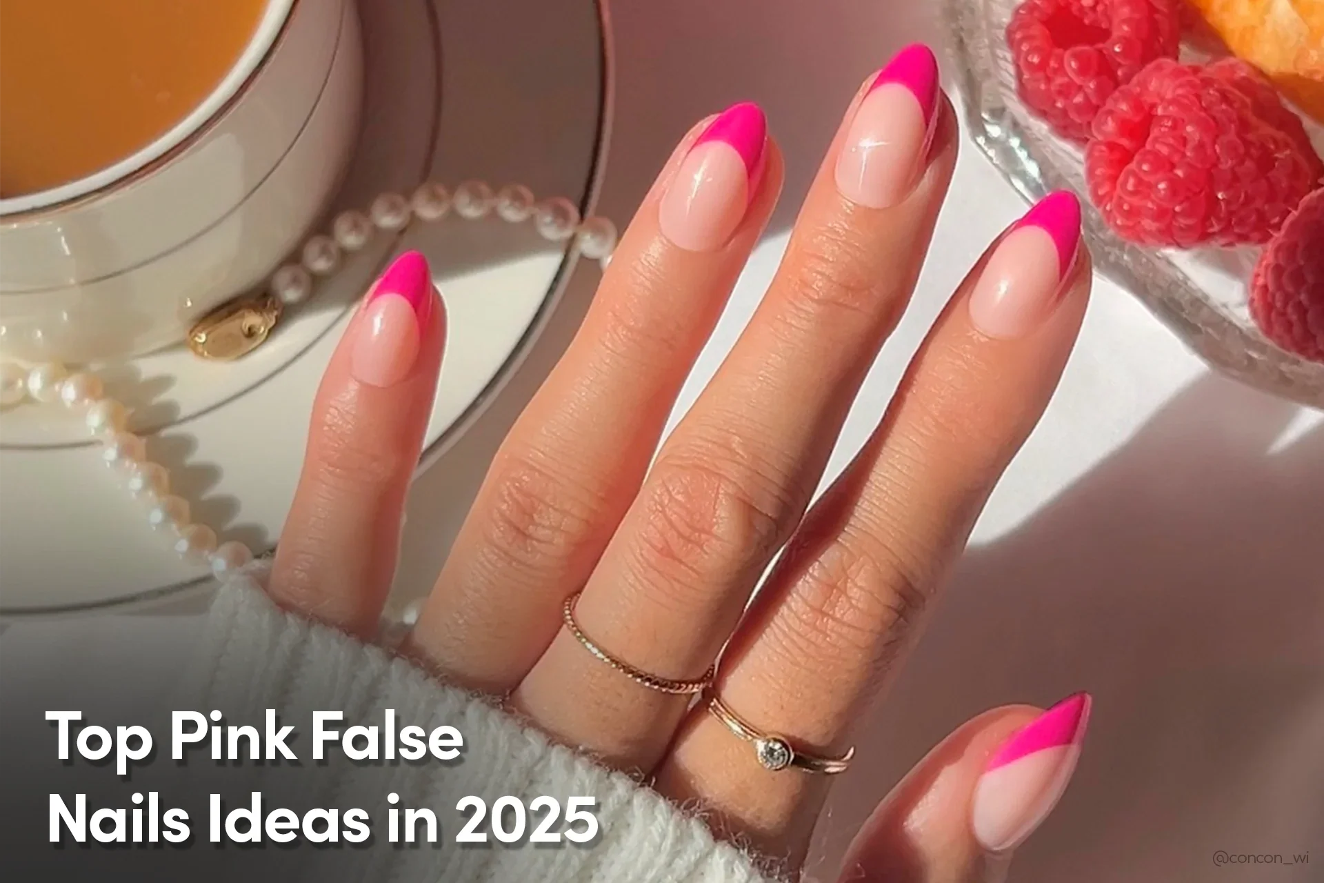 pink false ideas for press-on nails