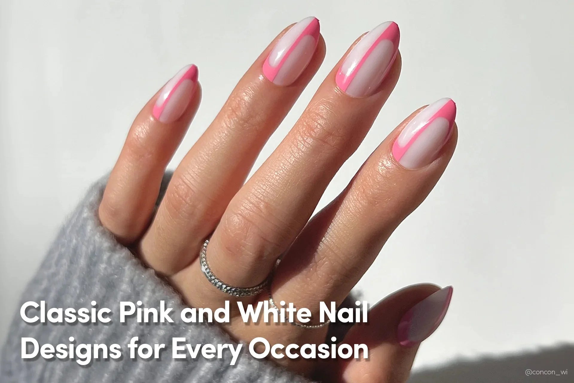 classic pink and white nail design