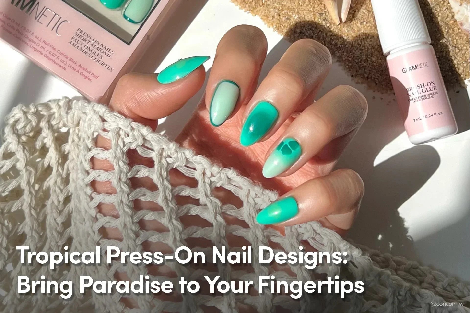 tropical press-on nails design