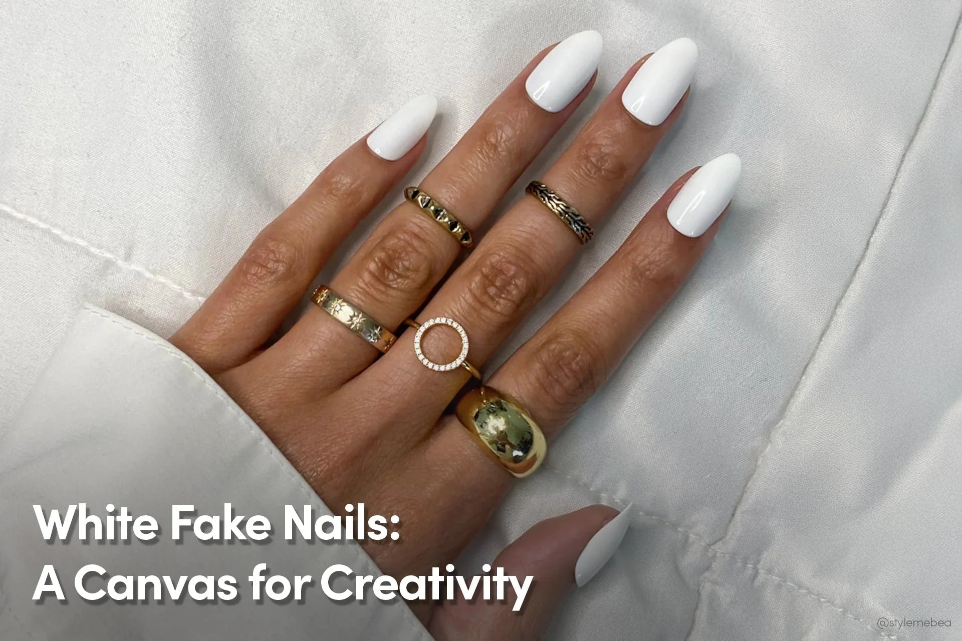 white fake nails 