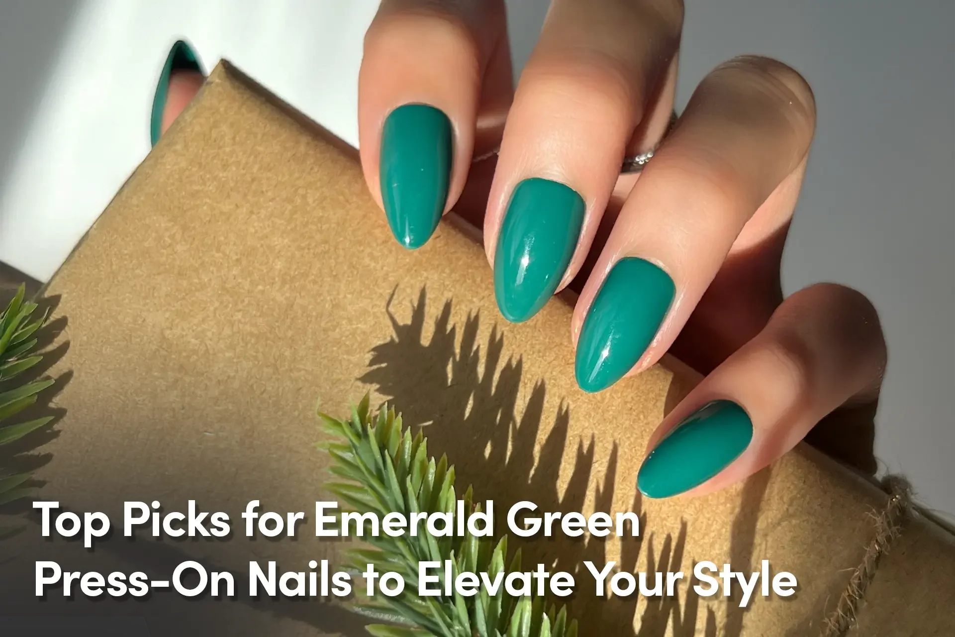 emerald green press-on  nails