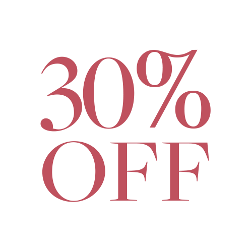 Red text on a white background reads 30% OFF, indicating a thirty percent discount offer.