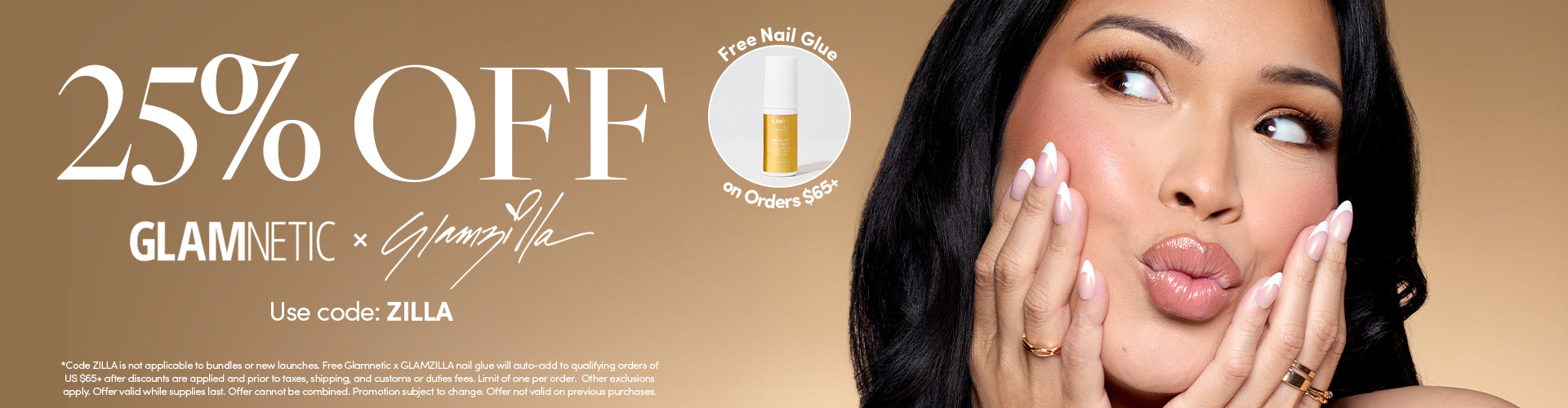 25% off GLAMZILLA Anniversary Sale w/ code ZILLA + Free GLAMZILLA Nail Glue with $65+ purchase