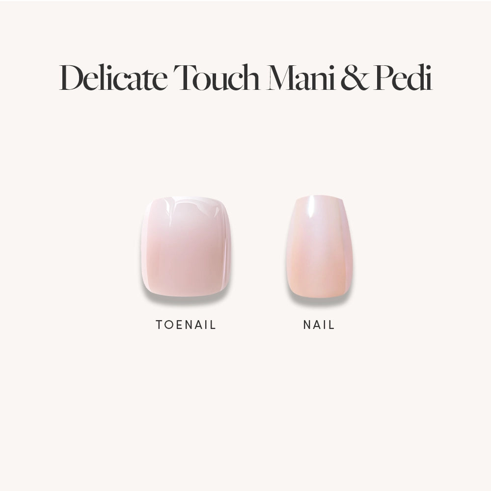 Two glamnetic Glazed Ombré Mani & Pedi Bundles press-ons are shown on a white background labeled “TOENAIL” and “NAIL.” Both feature a nude-to-white ombré in natural pale pink with a glossy finish. - Product image