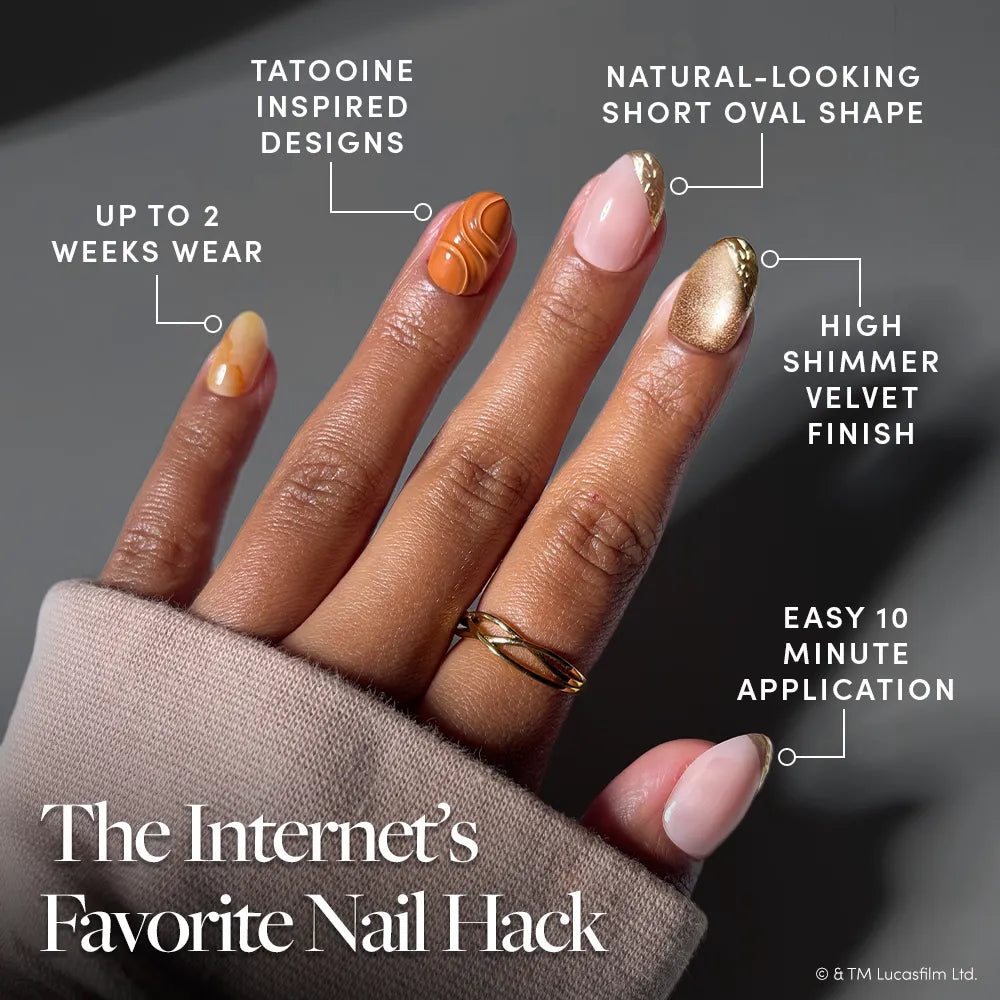 best nail color with gold dress Suns of Tatooine blue sequins dress